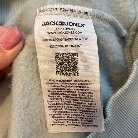 Jack & Jones Men's Joyvibe Spongy Sweat Crew Neck Pale Green Sweater Size Medium - Picture 11 of 12